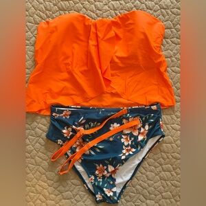 Daci Orange and Floral Swimsuit